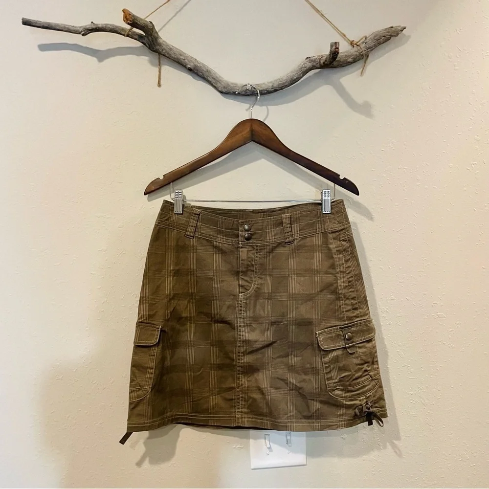 Kuhl Brown Camoflauge Checkered All Day Wear A-Line Skirt